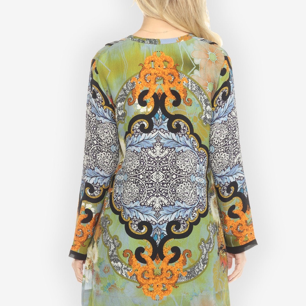 Citron Butterfly Radiance Glow Silk Tunic - Picture 2 of 8